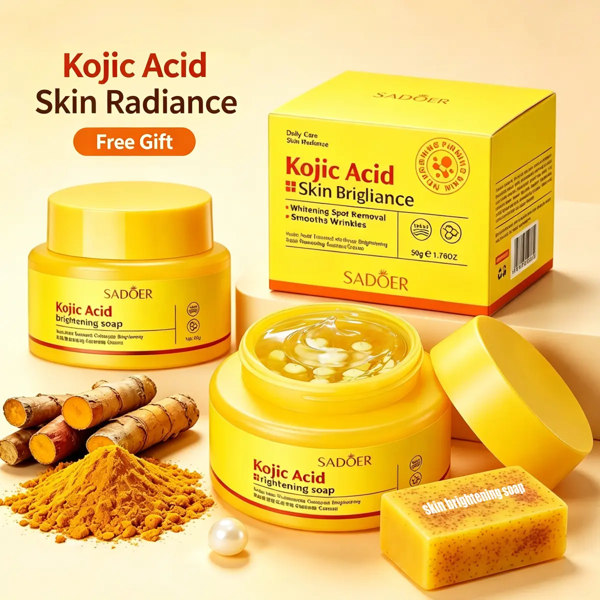 【Free Gift】SADOER Kojic Acid Curcuma Longa Tonne Collagen Brightening Spot Removing Capsule Cream