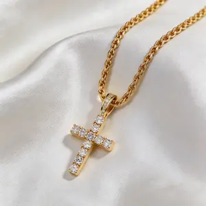 Exquisite Moissanite Cross Pendant Necklace for Women & Men Chic Luxurious Sweater Chain Trendy Aesthetic Affordable Jewelry for Party Daily Wear Gift