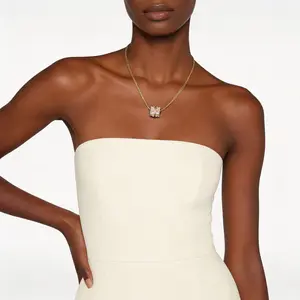 Trendy Hypoallergenic Gold CZ Waist Bead Double Chain Necklace, Stackable Sparkling Pendant, Y2K Aesthetic Jewelry for Women, Great for Layering, Daily Wear, Party & Festival