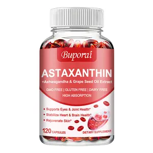 Buporai - Astaxanthin Supplement 24 mg, 2 Month Supply - With Grapeseed Oil, Ashwagandha - Promotes cardiovascular health, improves blood circulation, boosts energy, strengthens the immune system