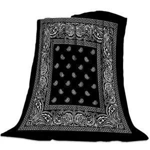 Bandana Pattern Flannel Throw Blanket Ultra Soft Fleece - Portable for Bed Sofa Home Travel