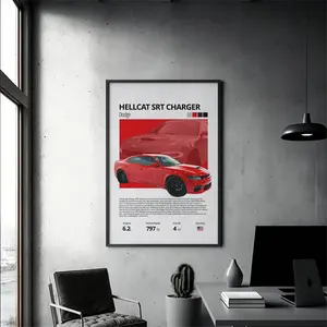 Hellcat SRT Dodge Charger Silk Stylish , Vintage Automotive Decor Car Enthusiast Wall Art, Gift for Him, Unique Home Decoration Poster