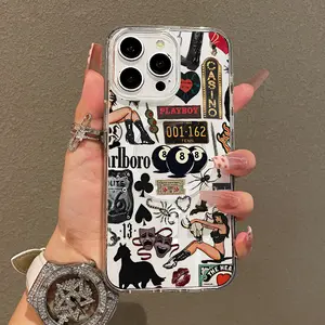 Soft Girl Magnetic Case for iPhone11/12/13/14/15/16/17/promax, Retro Rockabilly Stickerbomb Lightweight, Drop-Proof, MagSafe Compatible | Perfect for Teen Girls