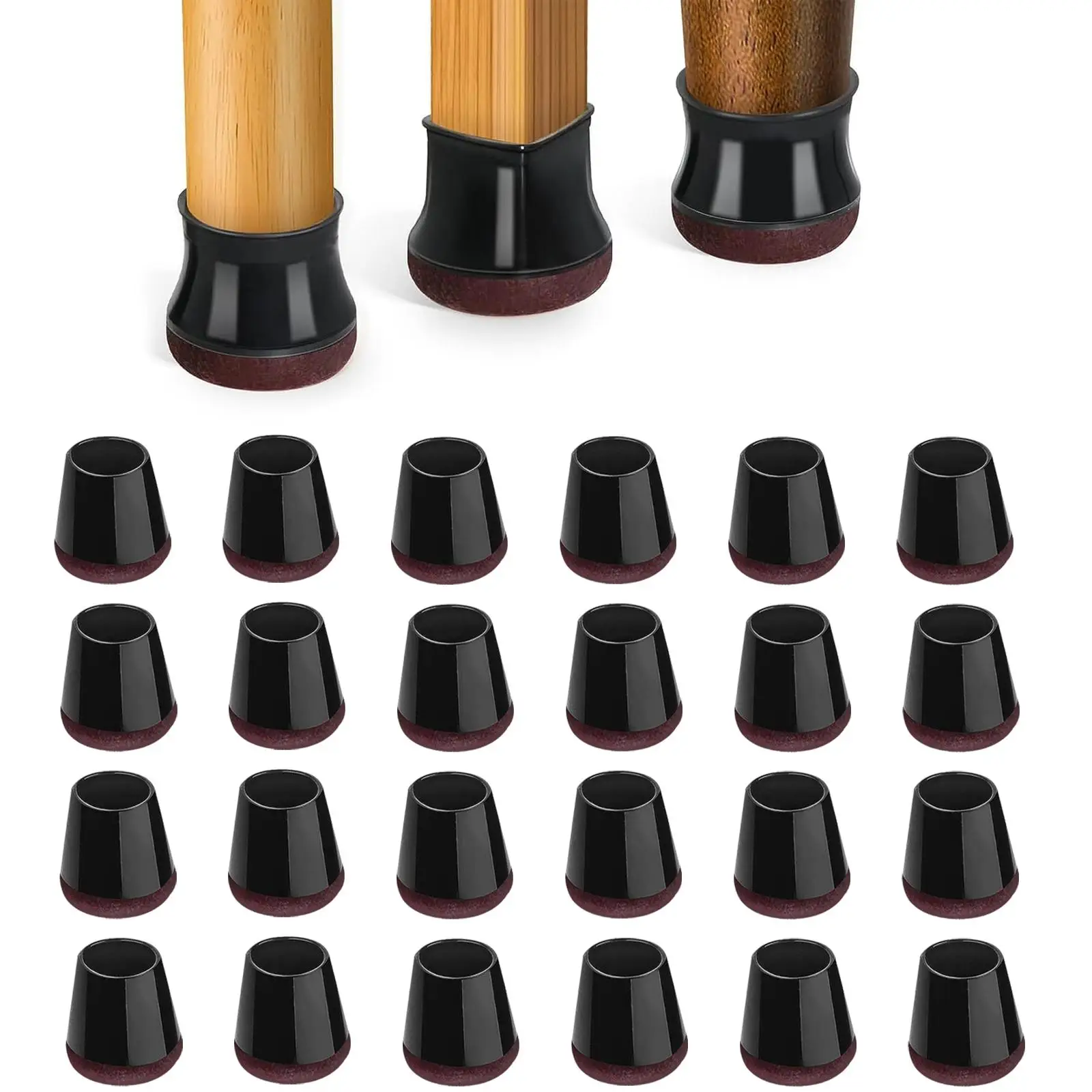 Silicone Chair Leg Cover, 24pcs Durable Chair Foot Covers with Felt Pads, Household Furniture Chair Leg Cover