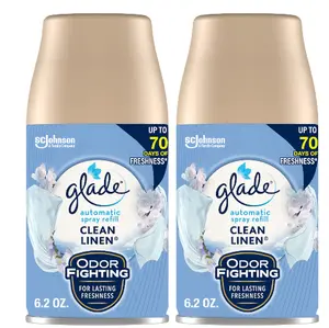Glade Automatic Spray Air Freshener Refill Scented Air Freshener for Home and Bathroom Clean Linen 6.2 Oz 2 Count