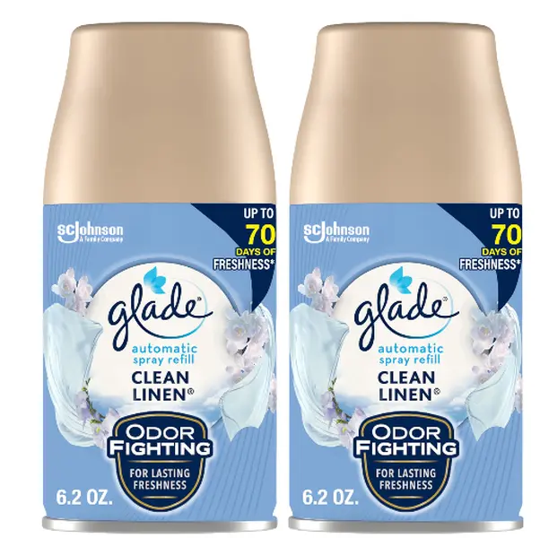 Glade Automatic Spray Air Freshener Refill Scented Air Freshener for Home and Bathroom Clean Linen 6.2 Oz 2 Count