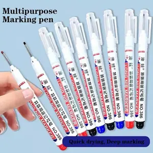 20 Pcs Waterproof Long Head Markers Deep Hole Marker Pen for Metal Carpenter Red/Black/Blue/Green Ink Woodworking Tools Marker