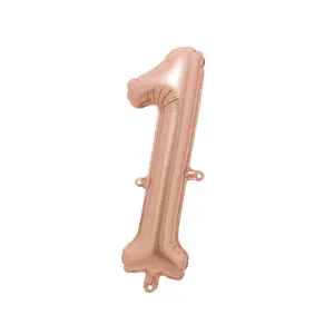 Rose Gold Script Number 1 Foil Balloon - 8-Inch Air-Filled