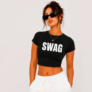 Swag Baby , Minimalist Statement  Y2K Streetwear Top, Pinterest Baby -Loose-Fit Easy Relaxed Style, graphic tee cropped