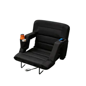 Extra Wide Folding Stadium Seats with Back Support, 6-Position Recline & Side Storage Bags, Portable Waterproof Cushioned Chairs for Outdoor Sports & Events Camping Furniture Campchair