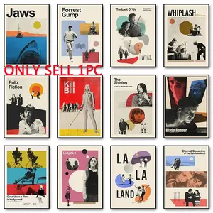 1pc Unframed Vintage Classic Movies Collection Kill Bill Jaws Retro Film Aesthetics Poster Canvas Painting Wall Pictures Home Bedroom Decor (15 Styles Available)