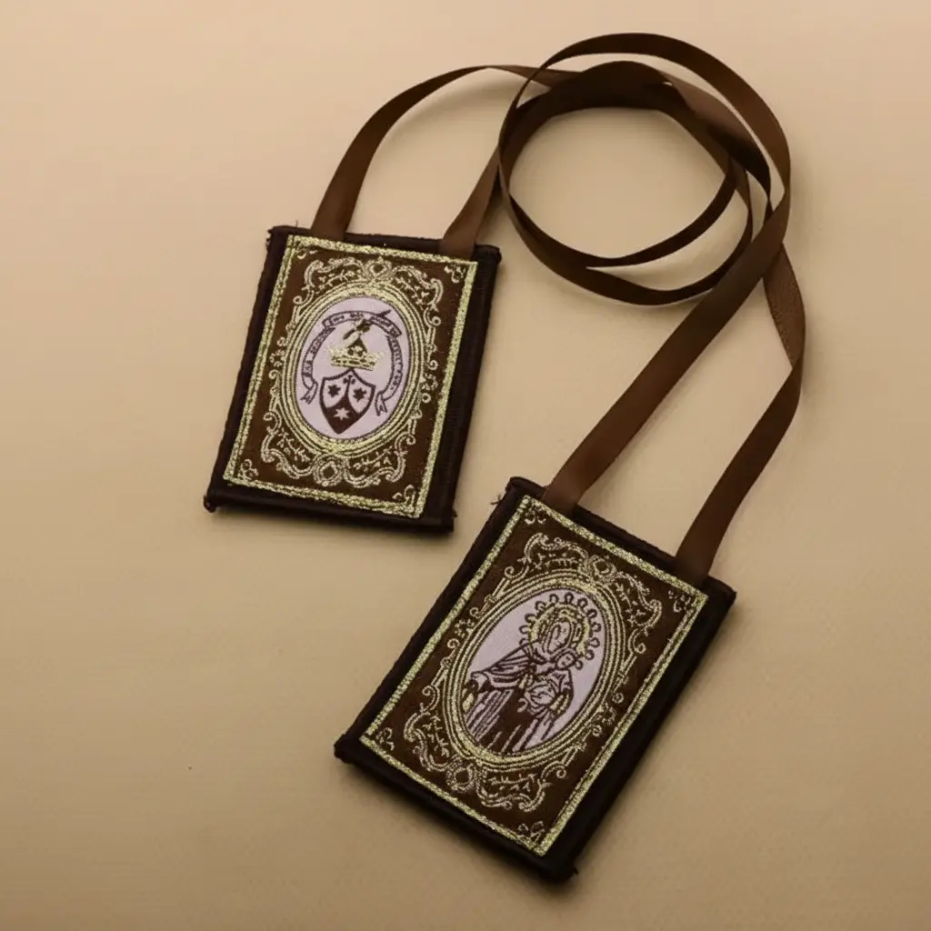 Traditional Our Lady of Mount Carmel Brown Wool Scapular - Marian Religious Item, Religious Decor, Home Supply