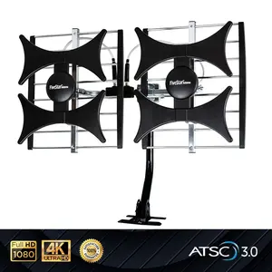 Five Star Multi-Directional 4V HDTV Long Range Antenna, UHF/VHF, Indoor, Attic, Outdoor 4K Ready 1080P FM Radio with 40 ft RG6 Coaxial Cable and Mounting Pole