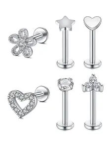 16gauge Internal Thread Lip Studs Medusa Piercing Labret Jewelry Stainless Steel Cartilage Earrings for Tragus/Helix/Conch/Medusa/Lip/Labret 8mm Vertical Labret Jewelry