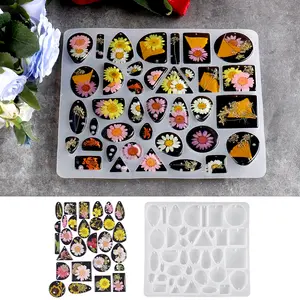 Resin Molds Jewelry, 38 Cavities Pendant Silicone Molds for Epoxy with 40Pcs Jump Rings, DIY Resin Casting for Pendant, Earrings, Necklace, Keychains