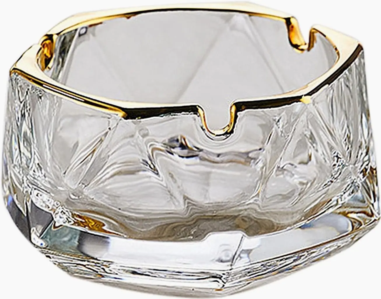 Crystal Glass Ashtrays Heavy Duty Indoor & Outdoor Ashtray for Men, Beautiful and Classic Diamond Ash tray, Home Office Desktop Tabletop Decoration, Stylish Smoking Accessory