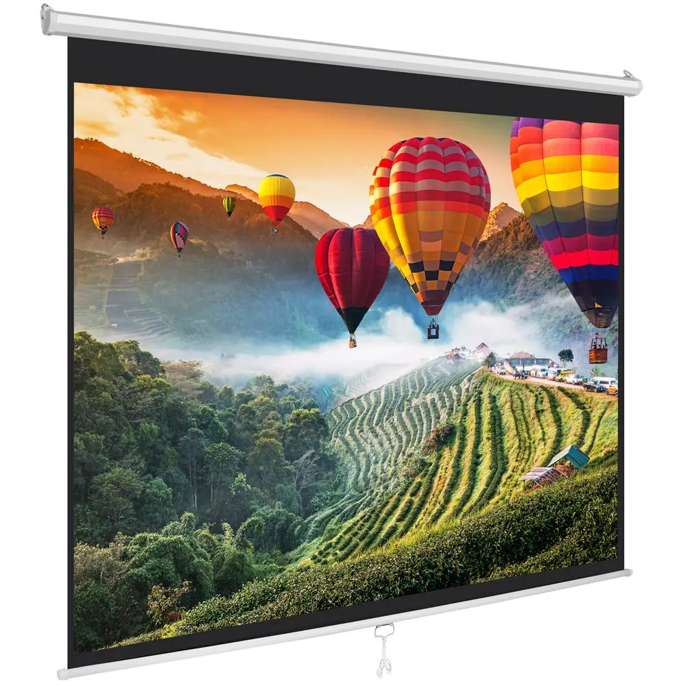 72 Inch Manual Pull Down Projector Screen - Matte White HD Projection Screen with Auto Lock - Portable Movie Screen for  Home Theater, Office, Classroom Presentation Use