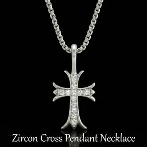 AuraNova Unisex  Cross Pendant Necklace Cubic Zirconia Stainless Steel Exquisite Christian Jewelry Gift for Men & Women Simple Elegant Design