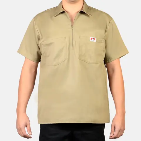 Ben Davis Men's Original Plenty Tough Fabric Plain Workwear Shirt - Short Sleeve, Half-Zip Neck, 2 Chest Pockets with Pencil Pouch, Easy Movement, All-Seasons Menswear Male Clothing (Up to 3XL)