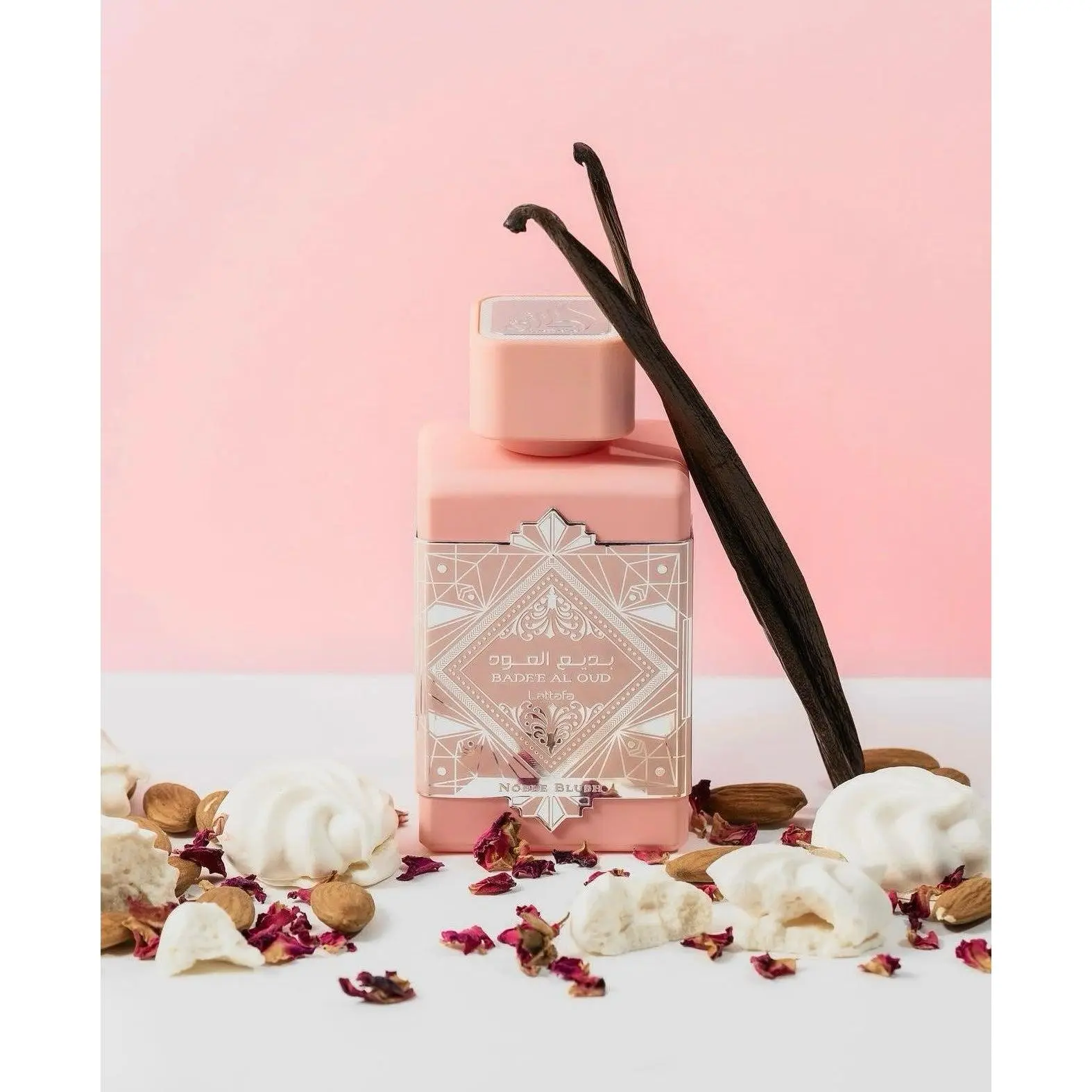 Lattafa Badee Al Oud Noble Blush Women's EDP Spray, 100ML (3.4oz) - Aromatic Luxurious Fragrance, Daily Wear, Rose Milk Scent, Velvet Musk Finish, Creamy Sweet Aroma for Cozy Moments, Sandalwood Depth, Warm Vanilla Base, Almond, Musk, Feminine Energy