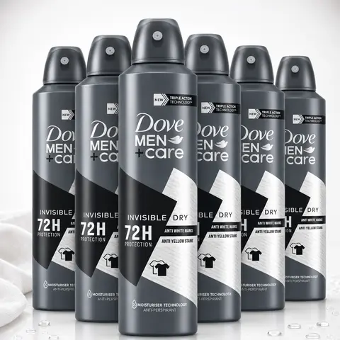 Dove Men+Care Invisible Dry Anti-Perspirant Dry Spray Value Bundle, 72H Triple Action Protection, 5oz/150ml, No Invisible Marks, Odor Control, Fresh Scent Deodorants, Male Skin Care Multipack