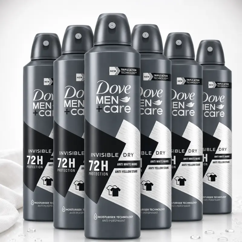 Dove Men+Care Invisible Dry Anti-Perspirant Dry Spray Value Bundle, 72H Triple Action Protection, 5oz/150ml, No Invisible Marks, Odor Control, Fresh Scent Deodorants, Male Skin Care Multipack