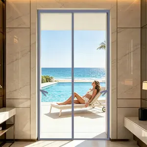 1PC Summer Screen Door, Magnetic Mesh Curtain, Automatic Closing, No Drilling Installation, Durable Fiberglass & Ultra-Fine Mesh Keeps Bugs Out, Suitable for Bedroom, Living Room, And Balcony