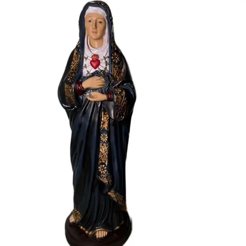 Siete Dolores De Maria 8" La Dolorosa Resin Religious Figure with 7 Sorrows of