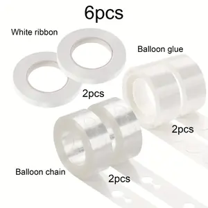 6pcs Set Decorative Accessories Kit, Balloon Decorations Kit, Balloon Party Supplies, Includes Ribbon & Glue Points & Balloon Chains, Perfect for Party Decoration