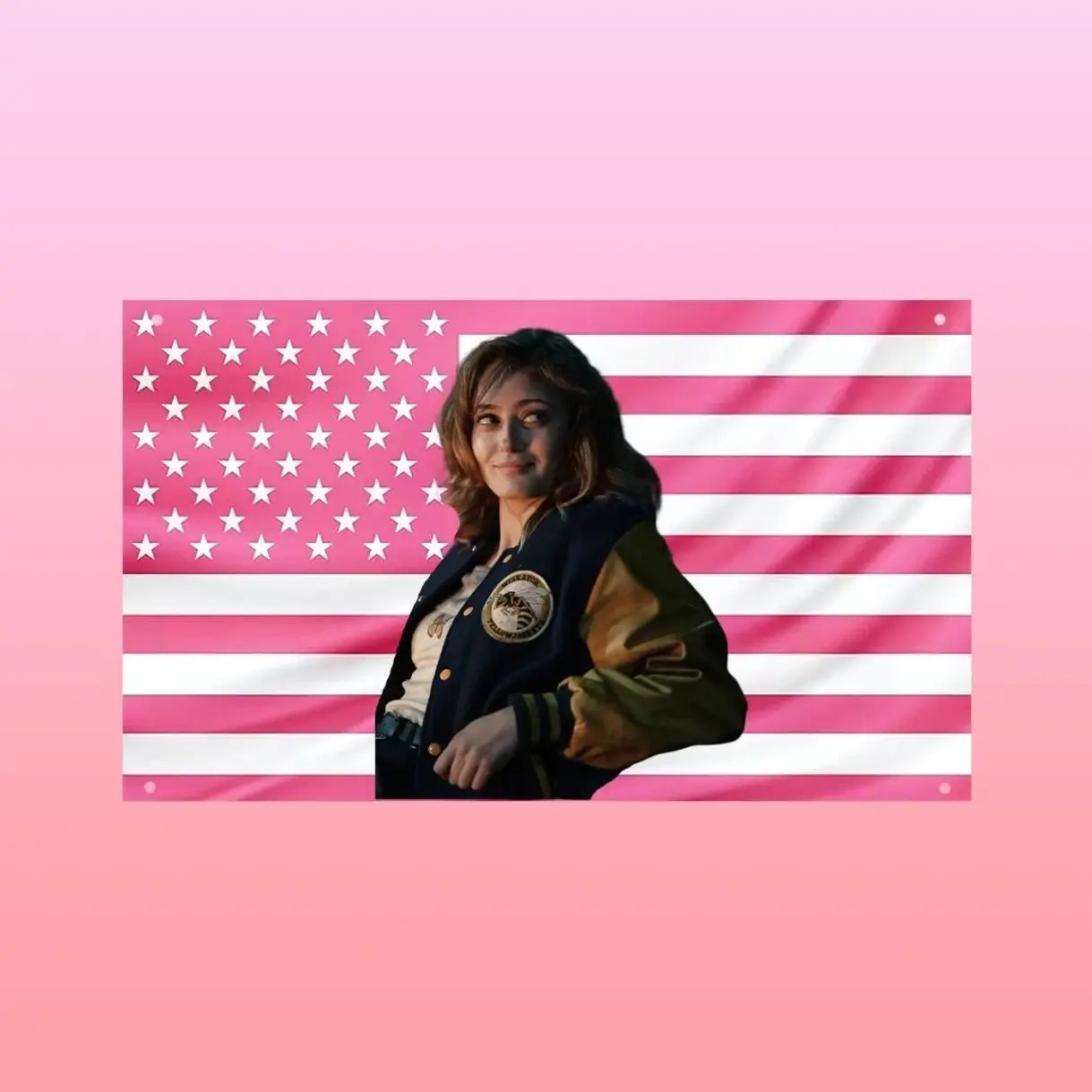Jackie Taylor Pink US Flag | Yellowjackets Wall Flag | Shauna Shipman TV Show Decor | Pink American Flag Banner | Bedroom Dorm Gift