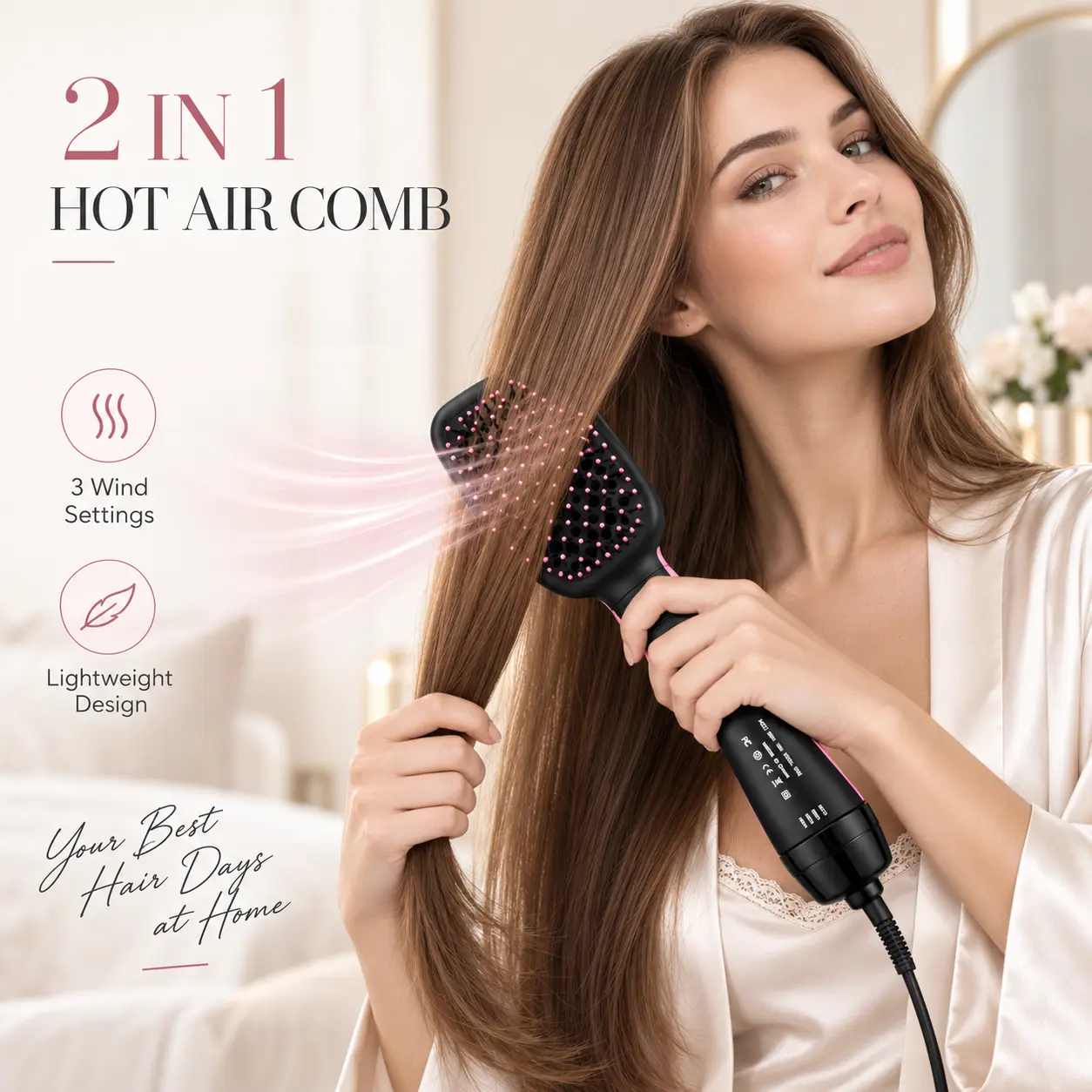 2-in-1 hair dryer brush, negative ion hair dryer brush, hot air brush, hair styling tool for women and girls, hairdressing tool, hair dryer blower, blow dryer comb, multifunctional hair dryer