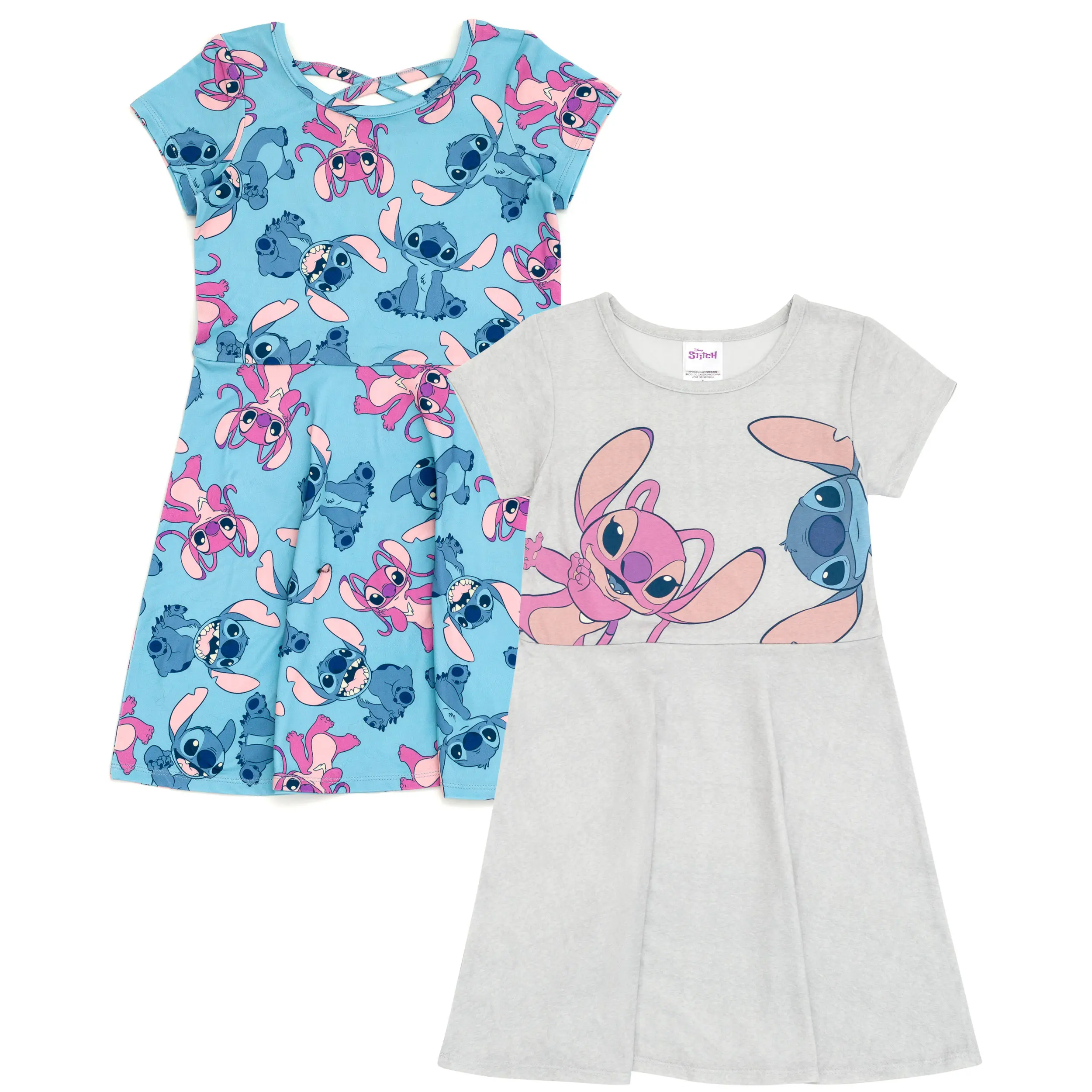 Disney Lilo & Stitch Girls' 2-Pack Skater Dresses Little Kid to Big Kid