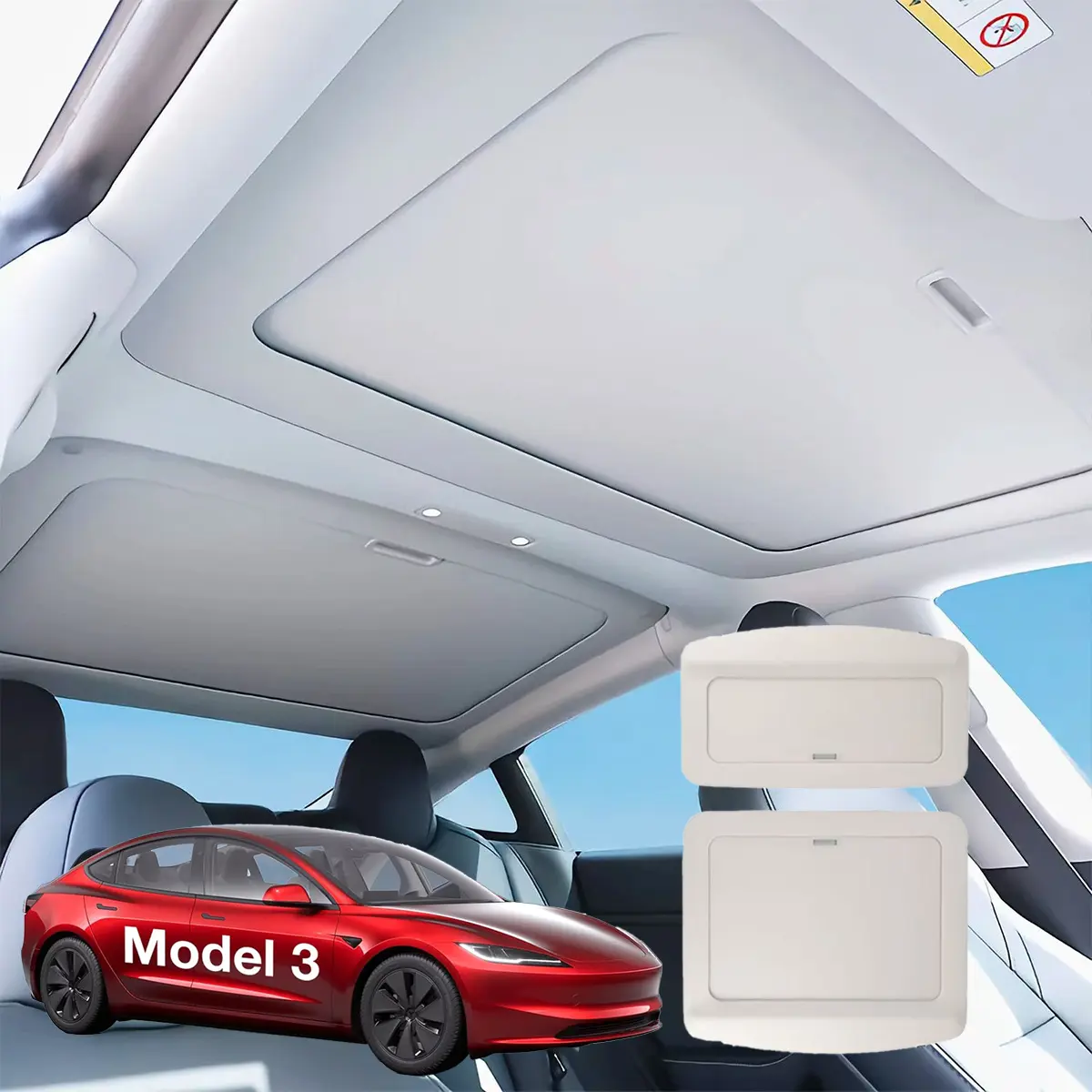 Car Sunroof Glass Sunshade, Suitable For Tesla Model 3 2017-2026 And Model Y 2020-2024, New Model Y 2025-2026, Manual Sunroof Sunshade, Can Be Manually Stretched To Block Heat And UV, Car Accessory