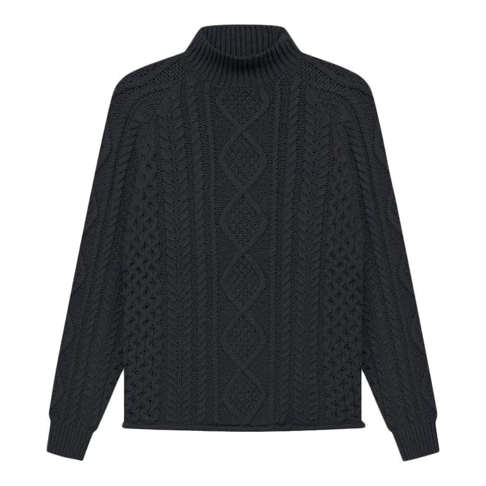 Classic Unisex Cable Knit Turtleneck Sweater in Iron Grey, Original, Unisex Sizing, 100% Authenticity Guaranteed, In Stock & Ready to Ship, S, M, Clothes, Tops, Casual, Menswear, Knitwear, Long Sleeve, Original Cable