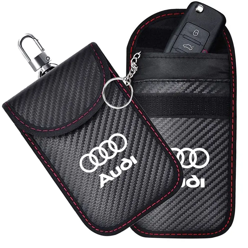 Car Key Case Signal Blocker Bag RFID Shielding Pocket For Audi Quattro A3 A4 A6 A5 Q5 A1 Q7 Q3 TT S1 SQ5 RSQ3 RSQ8 RS3 RS4 S3 S4 Car Key Cover