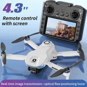Drone with 8K  Dual Camera, 2000m / 6562ft Long Range for Beginners, Large Remote Screen & Body LCD Display, Brushless Motors, Optical Flow Stable Quadcopter, 2 Batteries