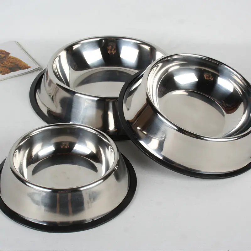 Classic Stainless Steel Dog & Cat Feeding Bowls, Multi-Size Rust-Resistant Water/Food Bowls, Single/2-Pack Pet Feeding Supplies