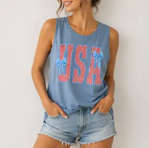 Comfort Colors USA Tank Top Comfort Color, 4th of July Patriotic Girl Unisex Tank Top, America Shirt, Fourth of July Shirts
