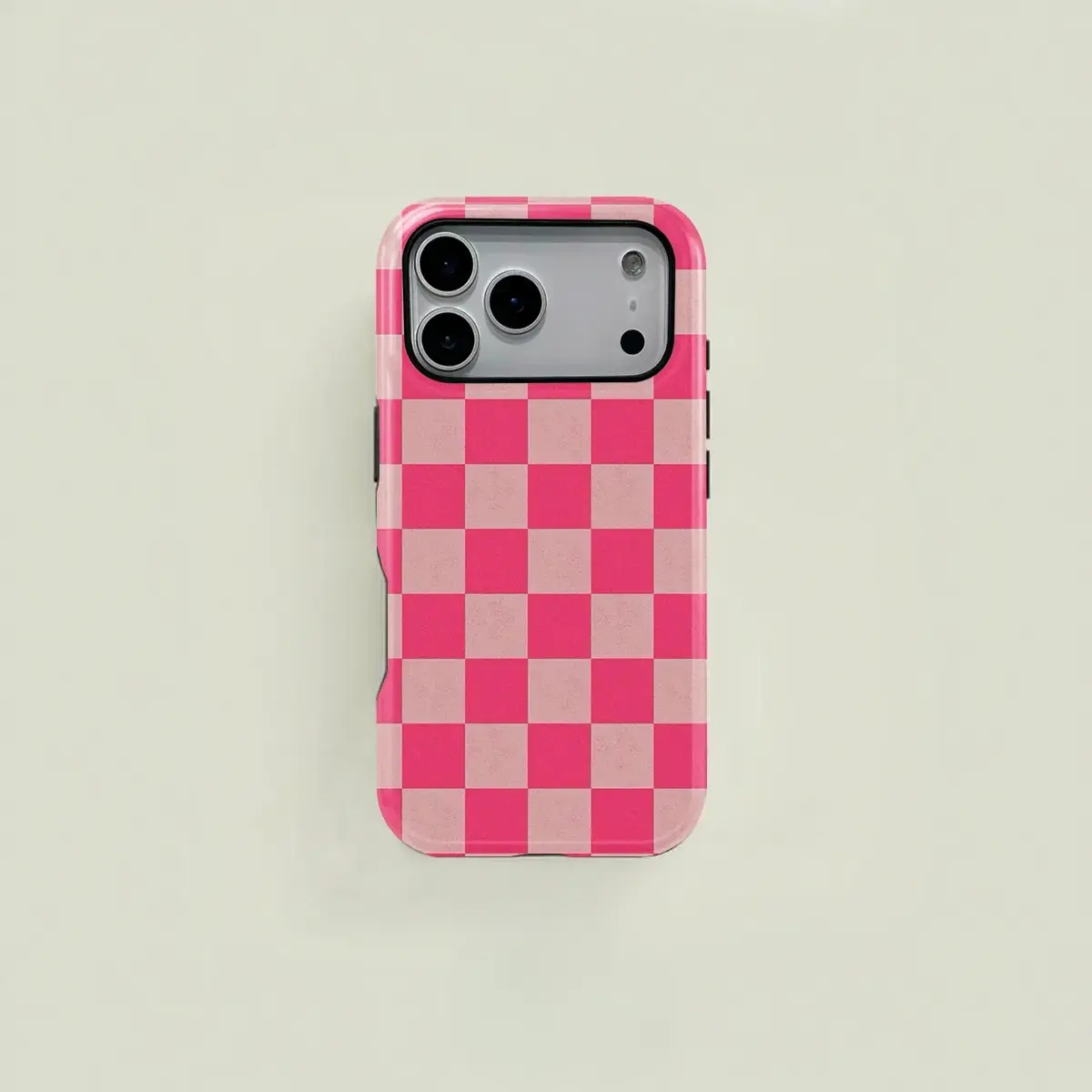 1PC Checkered Pink Pattern Phone Case, Heavy Duty Shockproof 2in1 Protective Cover,phone Case Suitable for Iphone 11/12/13/14/15/16/17 Pro Promax Plus Air and Samsung S22/S23/S24/S25 Plus Ultra Fe,Holiday Gift Minimalist Chic Protector Casing, Accessories