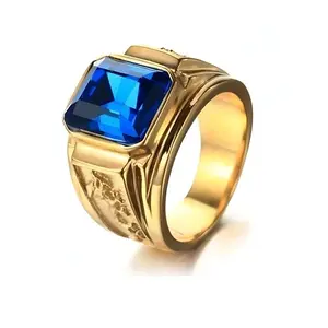 Classic large square cubic zirconia fashion men's ring, available in