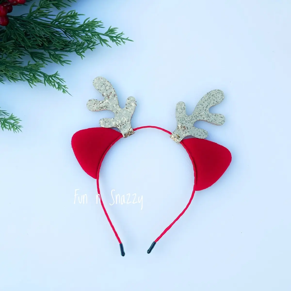 Deer antlers headband, red and gold deer antlers hard headband, Christmas antlers headband, Holiday headband, Xmas headband, red deer headband, antler headband, adult deer headband, Christmas headband, Nylon Metal Coating