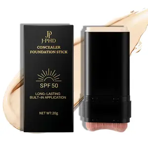 Foundation Stick, 2-in-1 Long-Lasting Foundation and Concealer with Brush, Full Coverage Foundation Makeup, Sunscreen Concealer Stick,  Matte Finish for Face