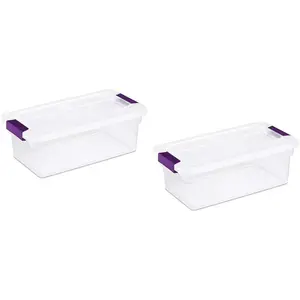 Sterilite 6 Quart ClearView LatchTM with Sweet Plum Handles, Pack Of 2 Containers
