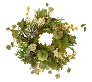 Northlight Pumpkins and Berries Harvest Twig Wreath 24" Unlit