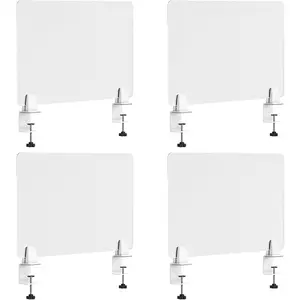 Desk Divider 4 count Desk  Panel 23.6''L x 15.8W'' Office Partitions Frosted  Panel Pack of 4 Desk Divider Partition with Adjustable Universal Base