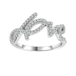 [EVA Jewelry] Love Band 925 Sterling Silver Synethic Moissanite Ring