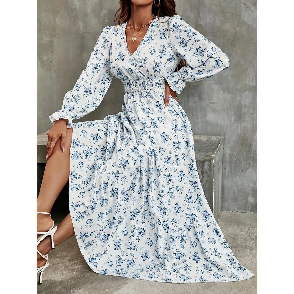 Women Ditsy Floral Print Flounce Long Sleeve Ruffle Hem Dress Maxi Outfit,Loose Boho Flowy V Neck Floral Print Slit Beach Wedding Guest Long Maxi Dresses - TikTok Shop Women Ditsy Floral Print Flounce Long Sleeve Ruffle Hem Dress Maxi Outfit,Loose Boho Flowy V Neck Floral Print Slit Beach Wedding Guest Long Maxi Dresses - TikTok Shop