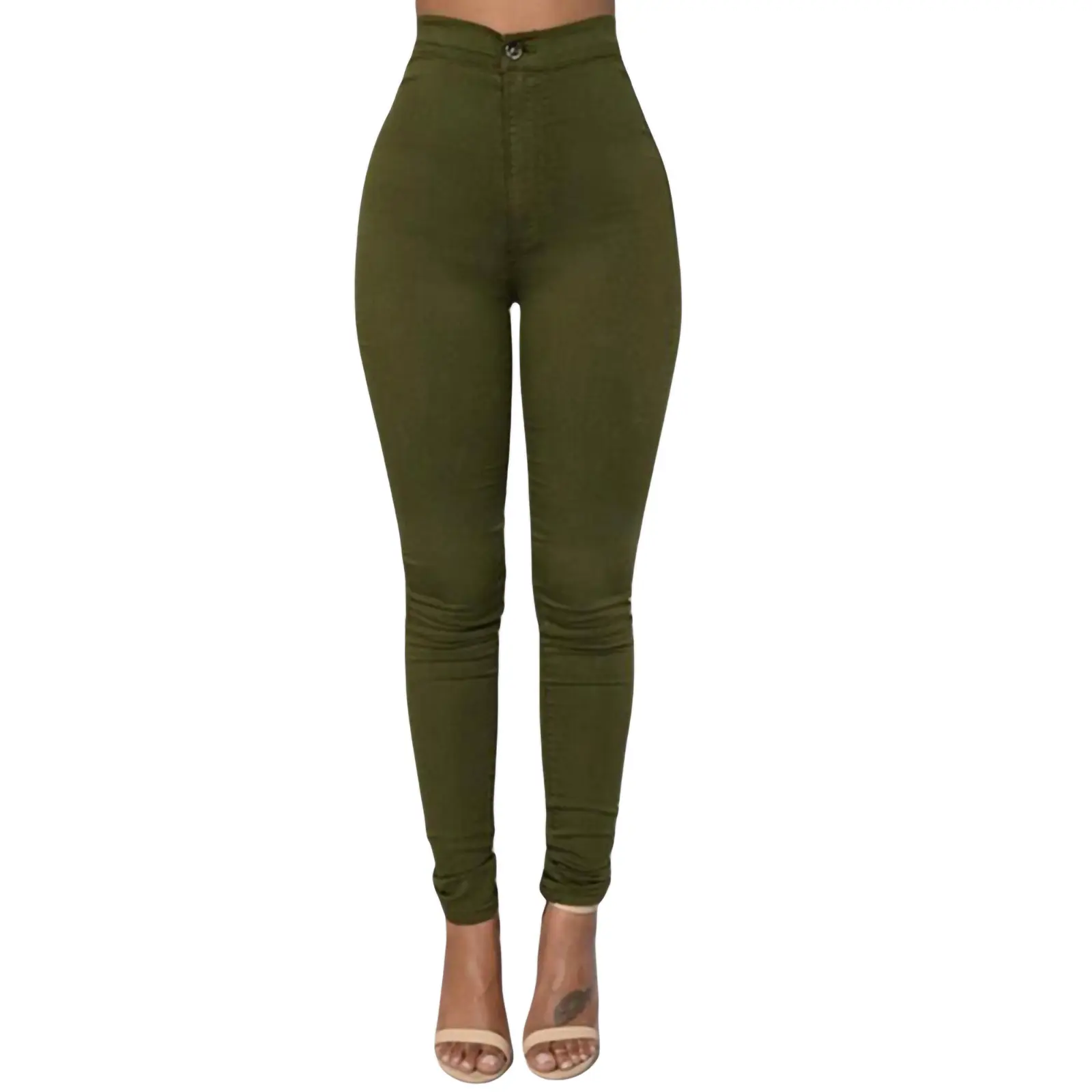 Women Pants, High Waist Leggings, SexyPencil Skinny Pants Trousers, Solid Color Tummy Control Pants