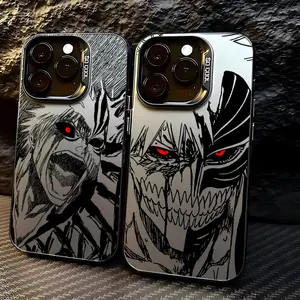 Bleach Ichigo Hollow Manga Phone Case adopt Metallic Silver Shockproof Protective Cover with Red Eye Accent for Apple 17 16 15 14 13 12 11 Pro Max  Air Plus Anti Fall Matte Back Cover