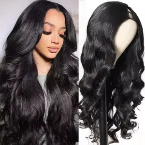 U Part V Part Body Wave Human Hair Wig 200 Density 30-32 Inch Natural Color